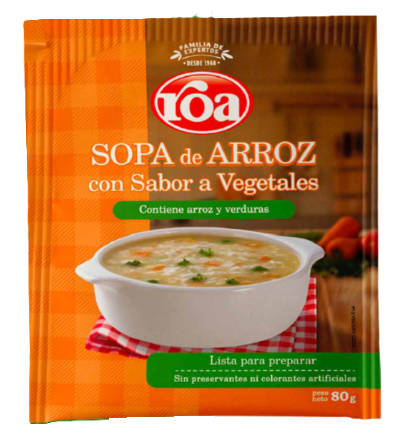 1034-2 🍲🌿 Sopa de Arroz Roa con Sabor a Vegetales 80 g