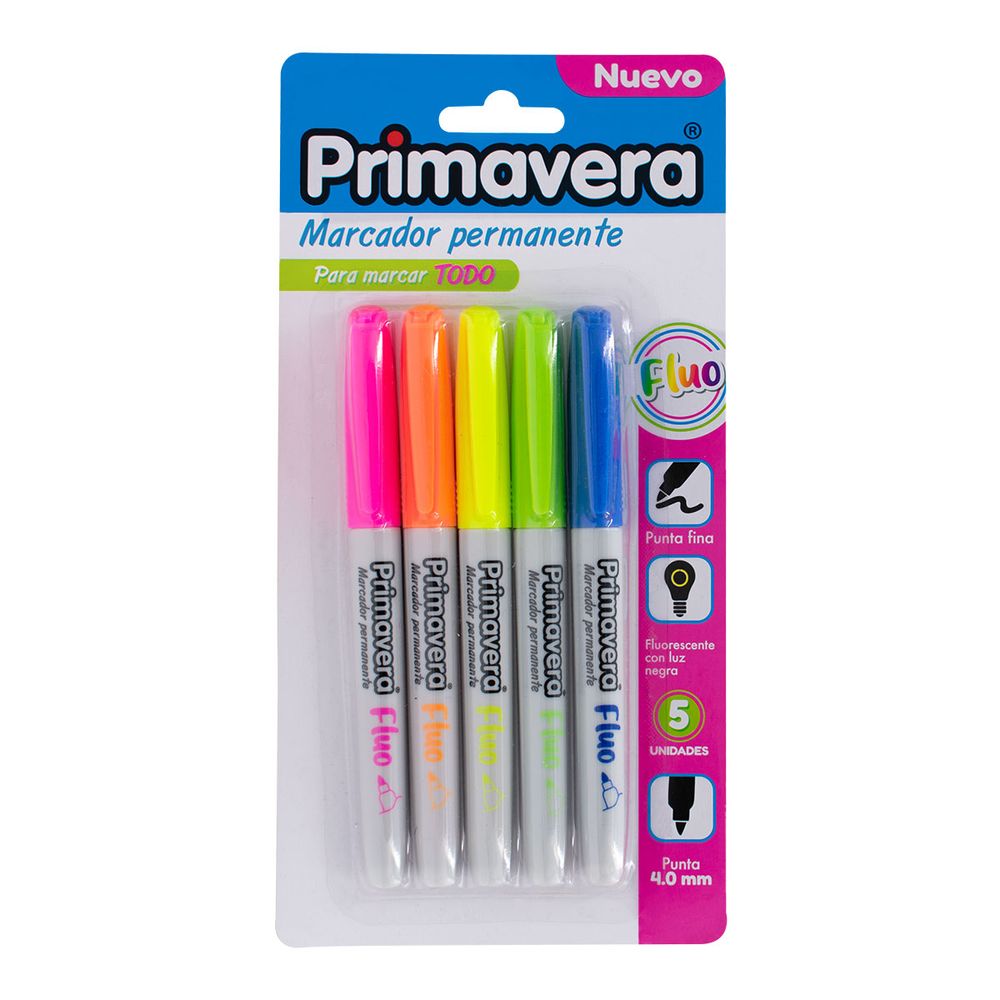 1337-2 Marcador Permanente Fluorescente PRIMAVERA x5