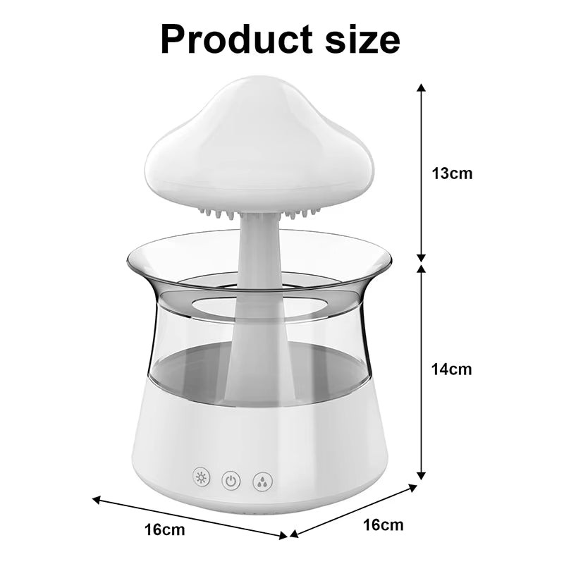 Rain Cloud Air Humidifiers 300Ml with 7 Colors Mood Light Aroma Diffuser White Noise Raindrop Humidifiers for Home Bedroom Gift