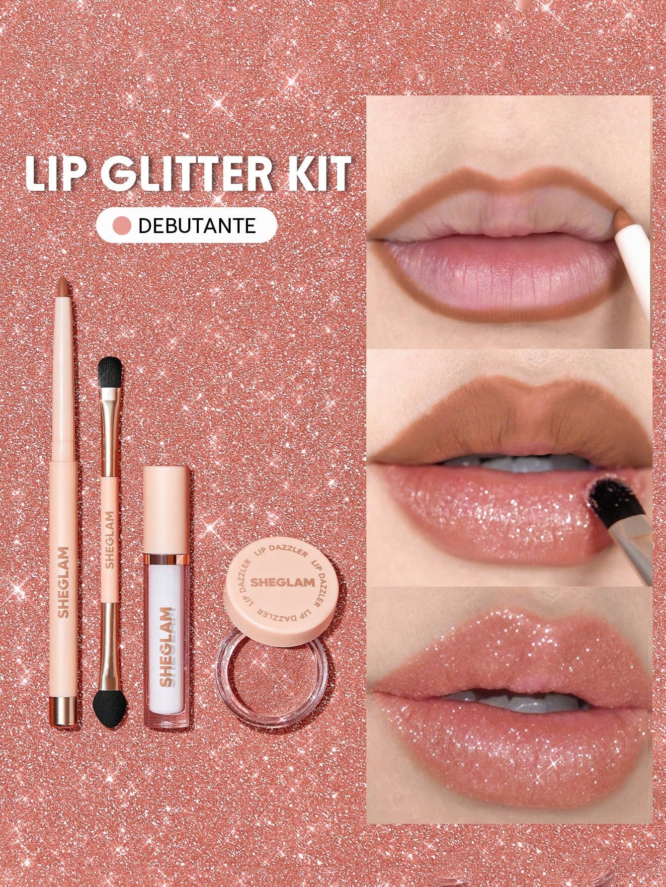 SHEGLAM Lip Dazzler Glitter Kit-Debutante Long-Lasting Glitter Lip Gloss Sexy Super Stay Non-Sticky Shiny Liquid Kit Liquid Lipstick Pink Y2K Liquid Lipstick Easter Mother'S Day Graduation Birthday Holiday Winter Y2K Fancy Fashion Makeup Cosmetic Party Beach Travel Camping Outdoors School Campus Trip Festivals Decor Gift Present Rose Girl Cosplay Best Color Charm Vibe