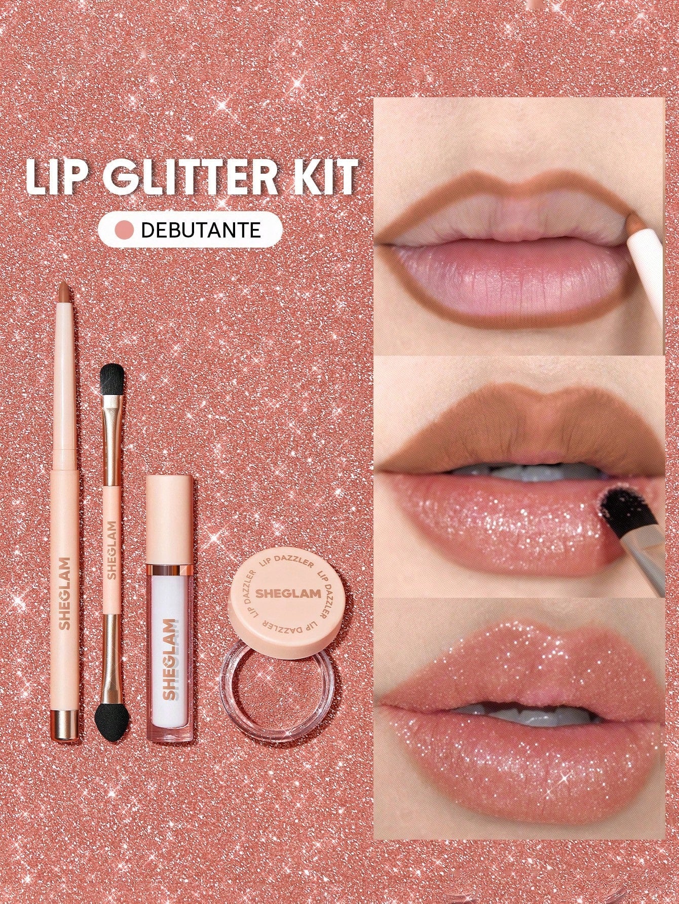 SHEGLAM Lip Dazzler Glitter Kit-Debutante Long-Lasting Glitter Lip Gloss Sexy Super Stay Non-Sticky Shiny Liquid Kit Liquid Lipstick Pink Y2K Liquid Lipstick Easter Mother'S Day Graduation Birthday Holiday Winter Y2K Fancy Fashion Makeup Cosmetic Party Beach Travel Camping Outdoors School Campus Trip Festivals Decor Gift Present Rose Girl Cosplay Best Color Charm Vibe