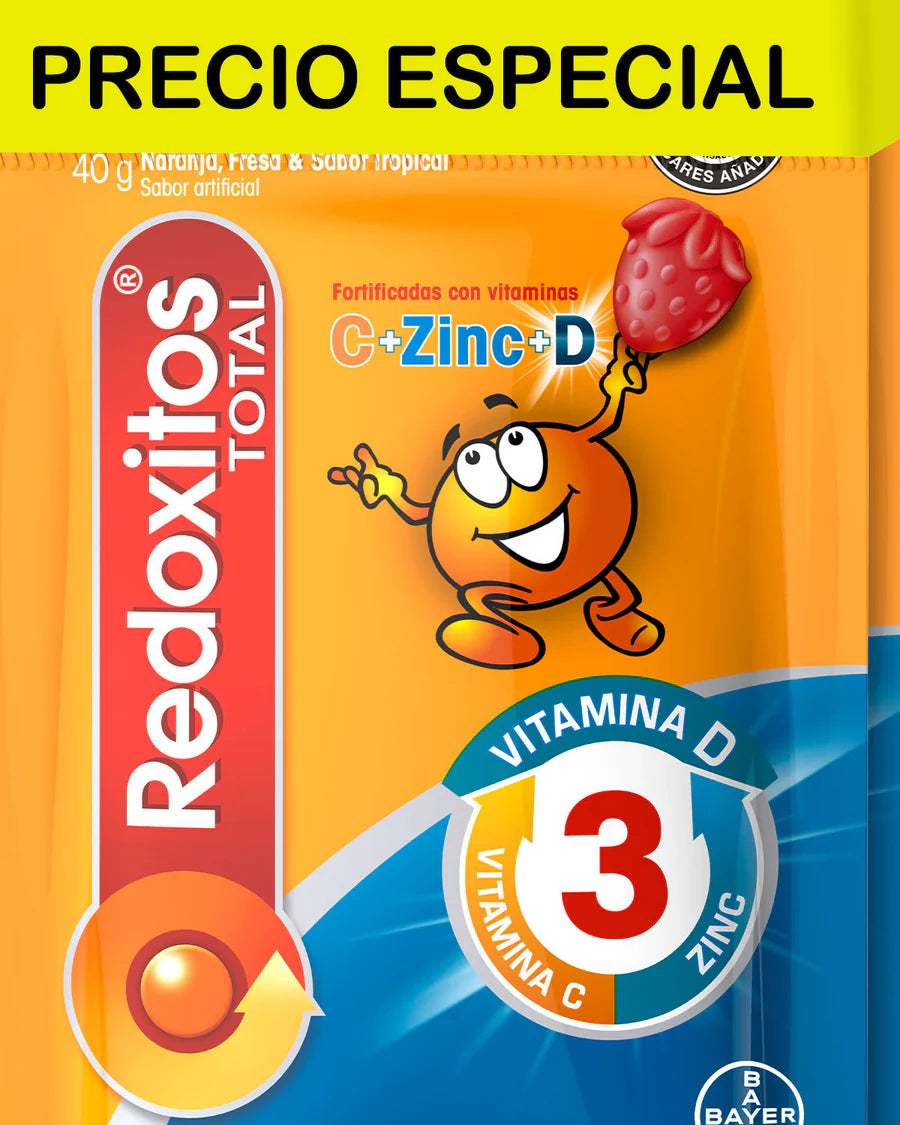 Redoxitos® Total Vitaminas C + D + Zinc x 25 gomas x 2 Und