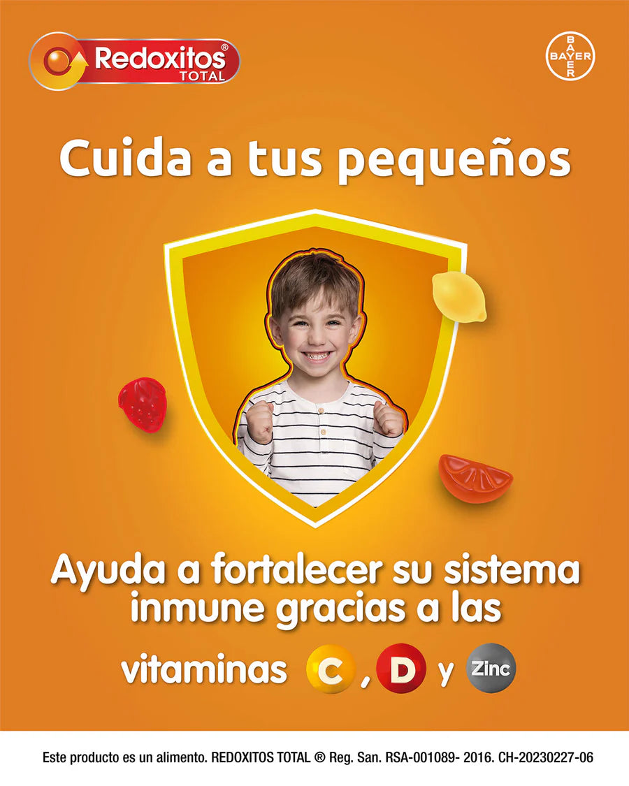 Redoxitos® Total Vitaminas C + D + Zinc x 25 gomas x 2 Und