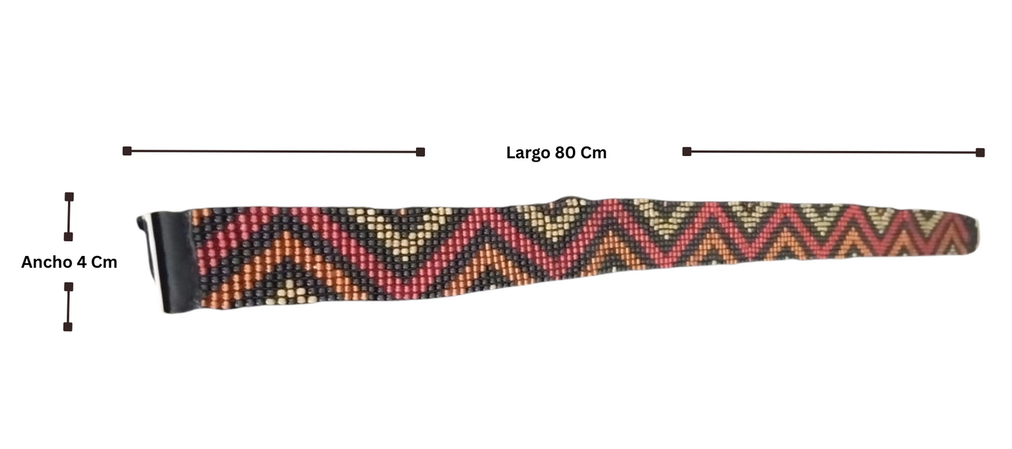 Cinturón Mostacilla Zigzag con Hebilla metálica