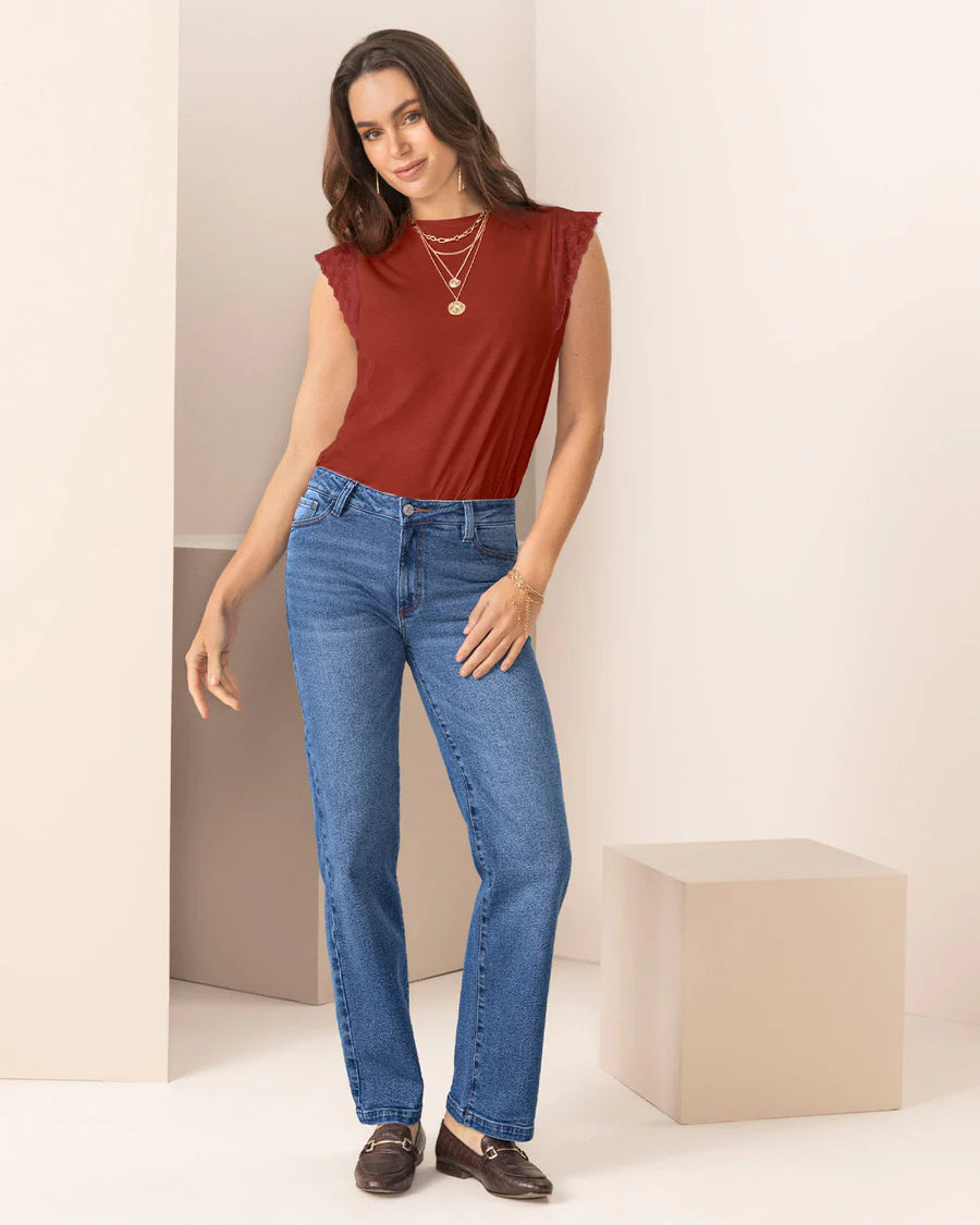 Camiseta manga sisa con detalle ojalillo en hombros - LF7017