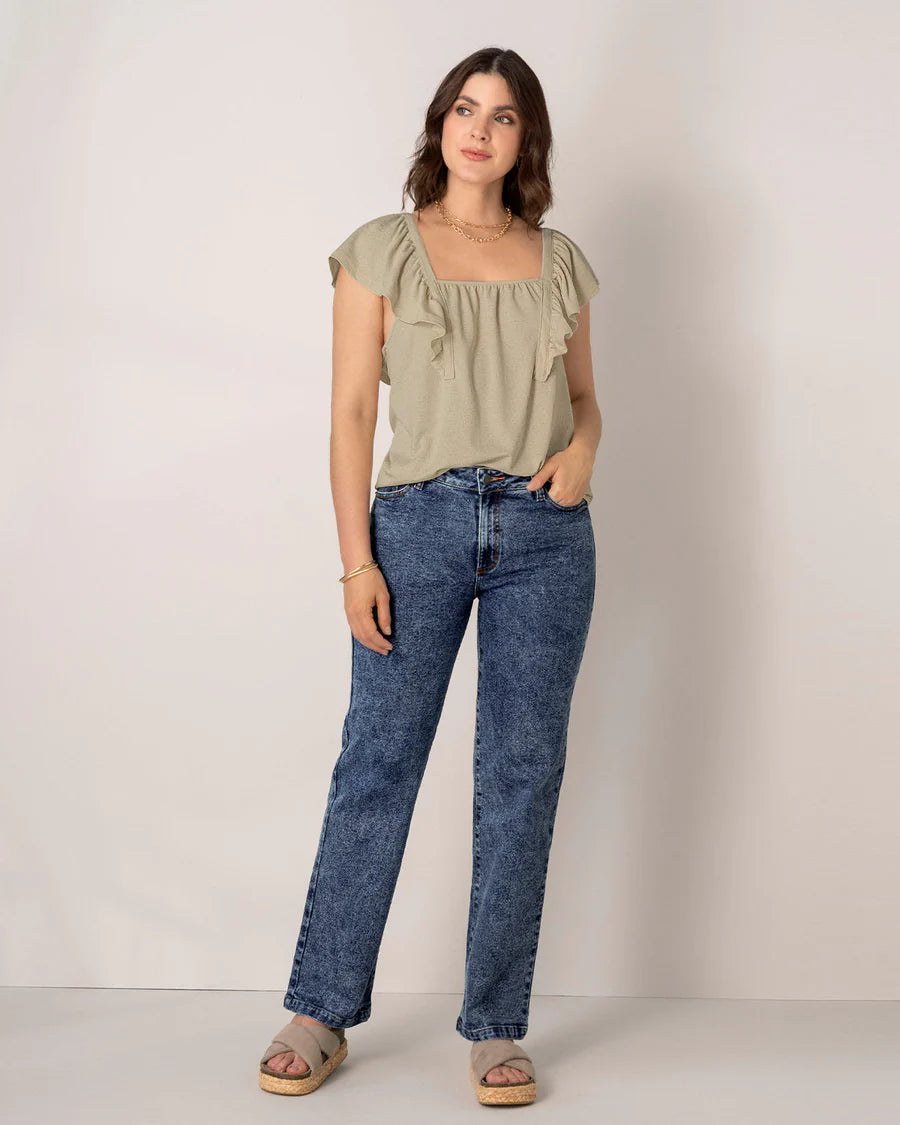 Blusa manga corta con bolero sobrepuesto - F7326