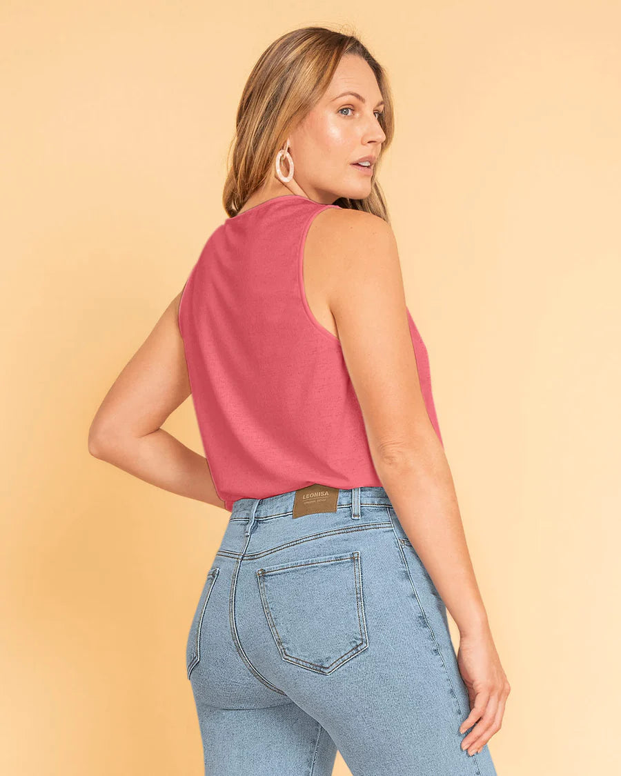 Camiseta manga sisa básica con elástico en cintura - L F7342
