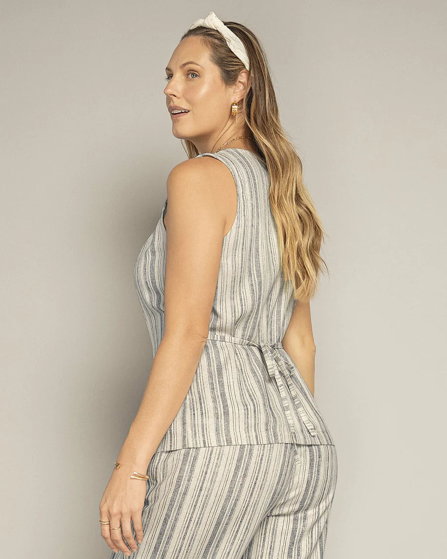 Chaleco estampado tipo lino - F7349