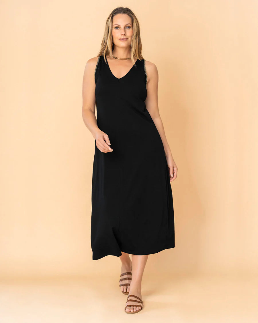Vestido midi esencial con detalle bordado en sisa - LF7445
