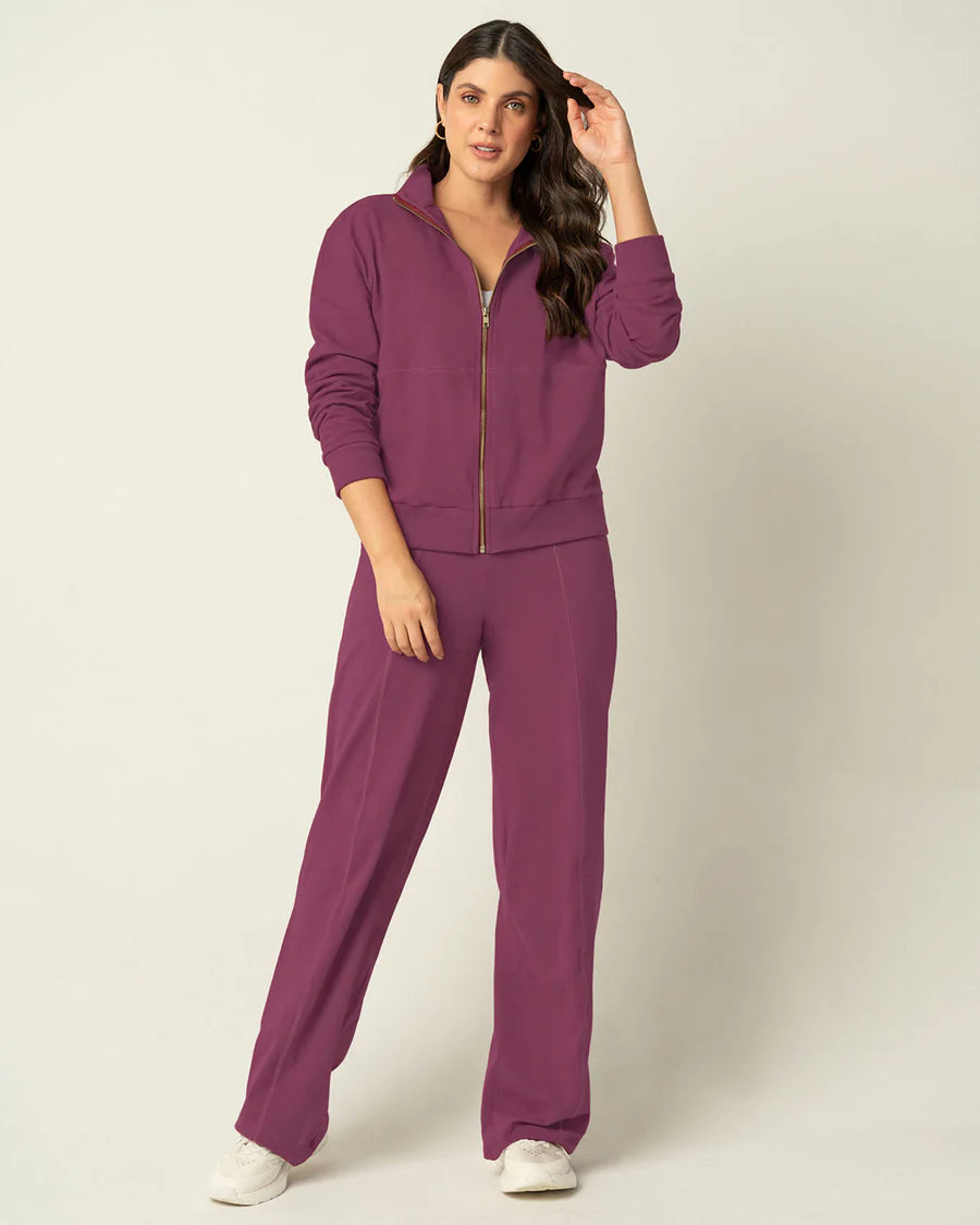 Pantalón largo bota recta con elástico en cintura y corte decorativo en frente - FP899