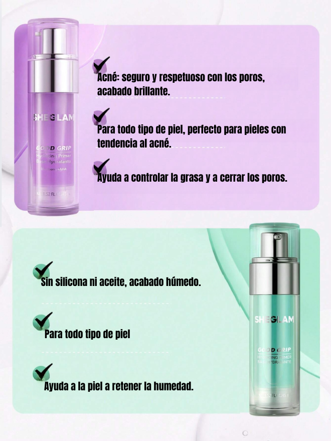 SHEGLAM Good Grip - Prebase hidratante de Arándano + Control de Grasa AHA