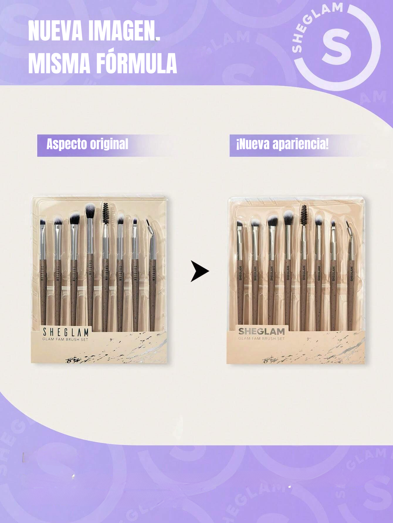 SHEGLAM Glam Fam - Juego de 8 brochas de maquillaje sintéticas