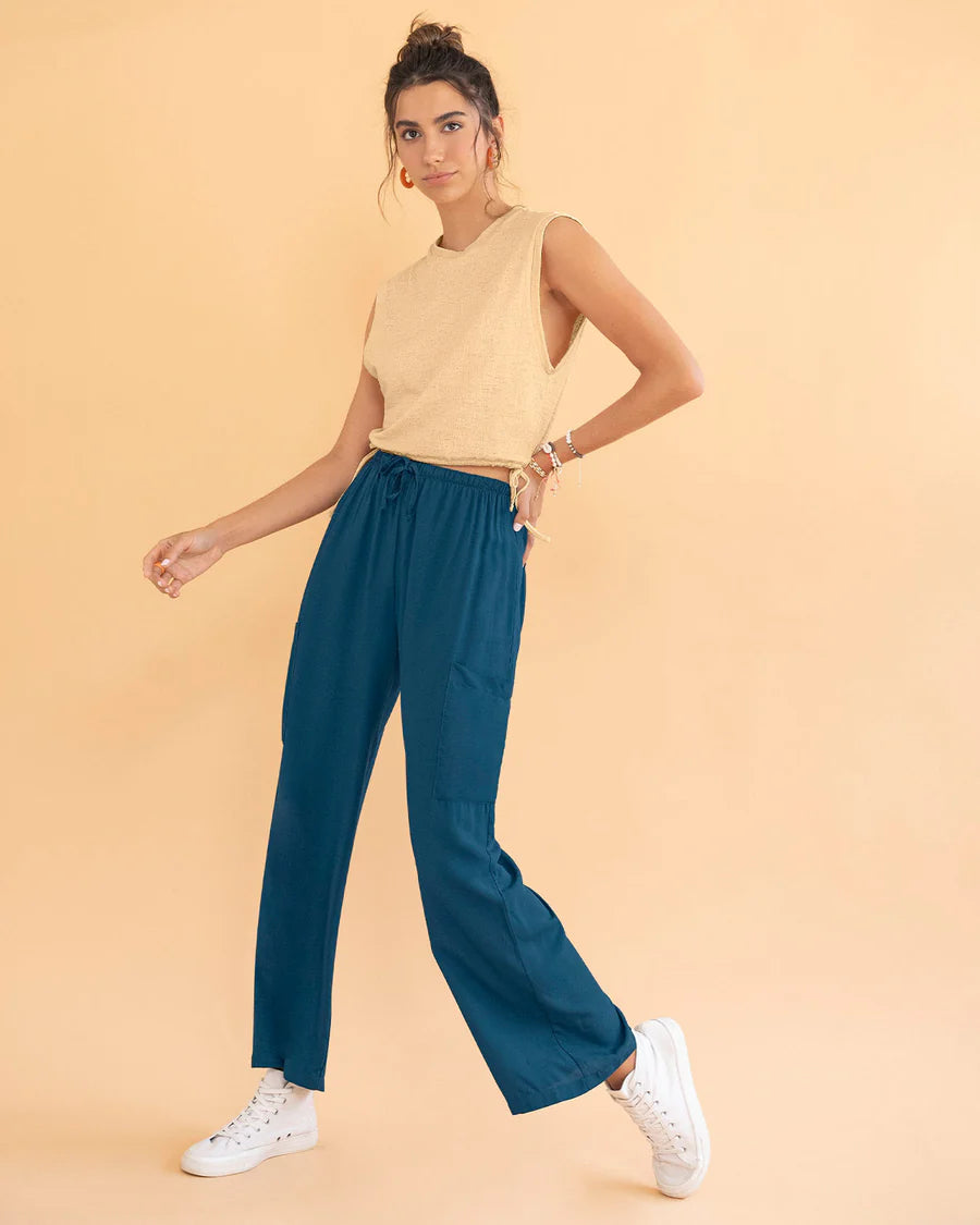 Pantalón tipo cargo con elástico en cintura ajustable - J2835