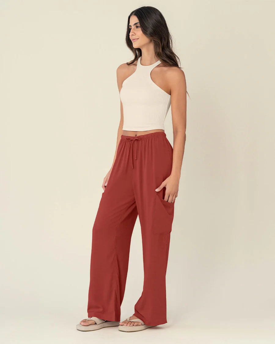 Pantalón tipo cargo con elástico en cintura ajustable - J2835