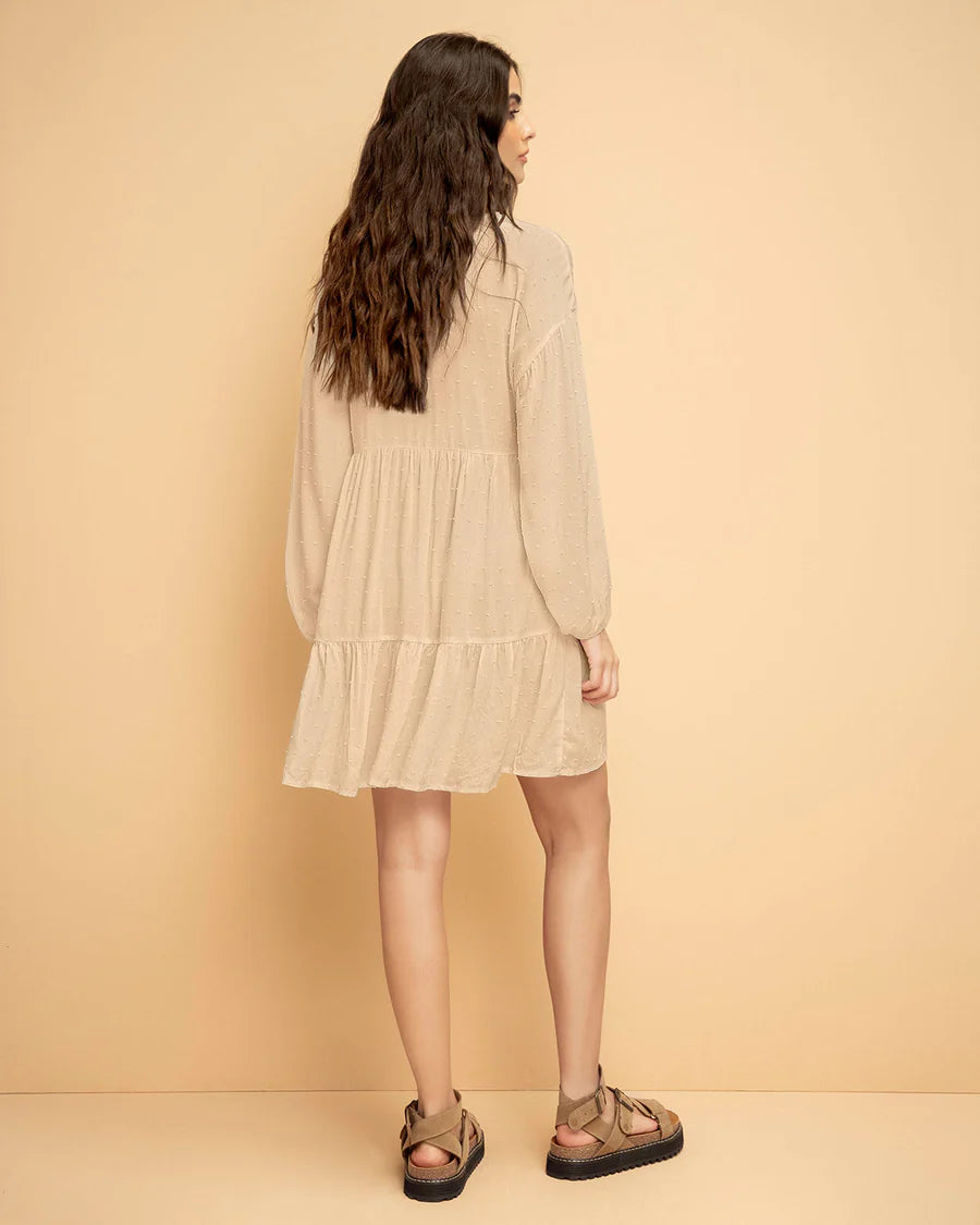 Vestido corto con volumen en mangas - J3012