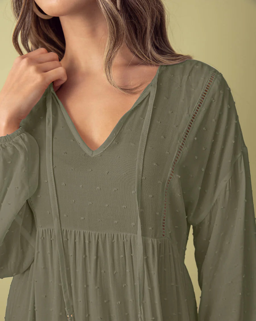 Vestido corto con volumen en mangas - J3012