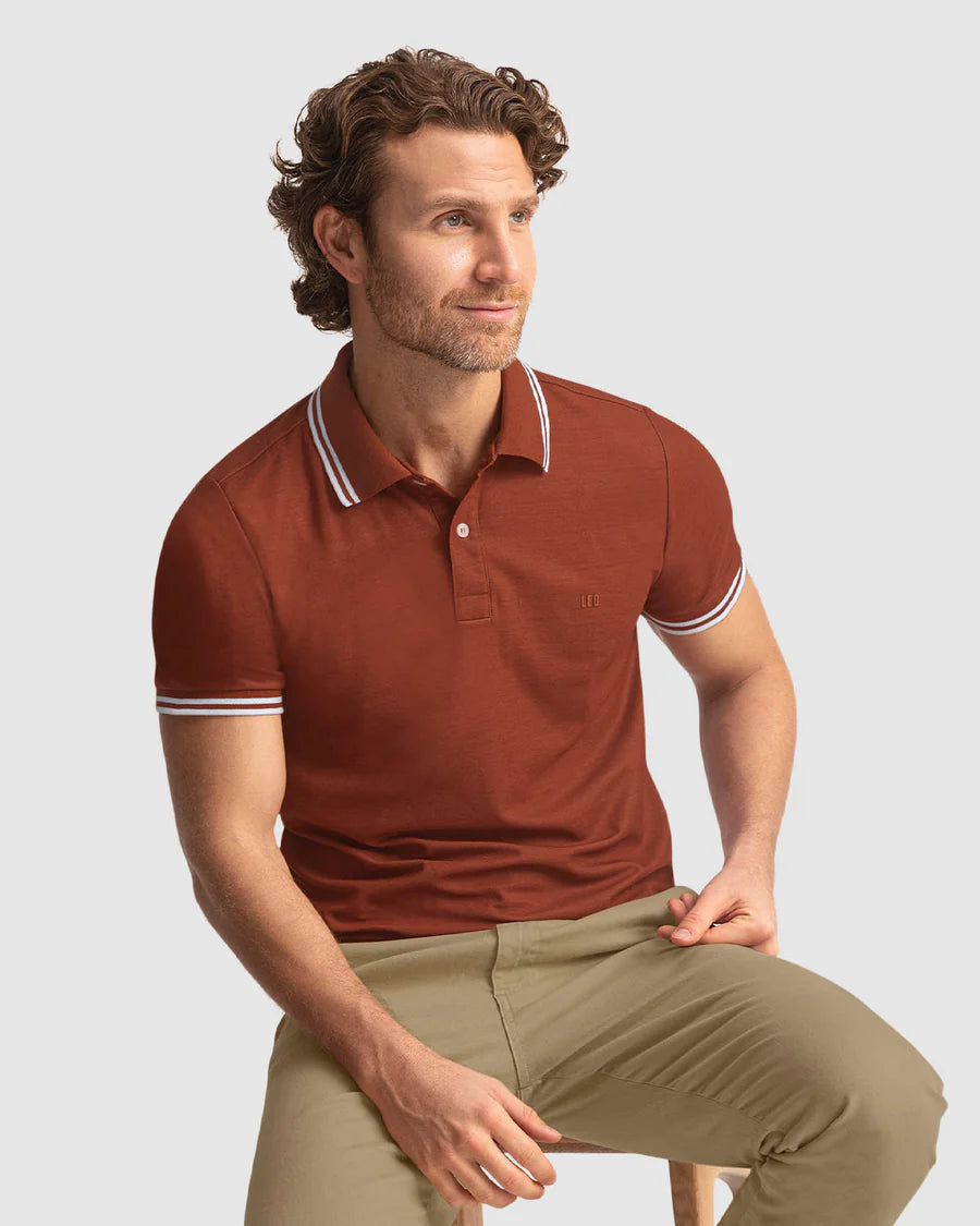 Camiseta tipo polo con cuello y mangas tejidas