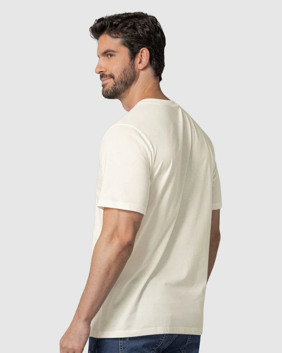 Camiseta manga corta con estampado localizado y cuello redondo