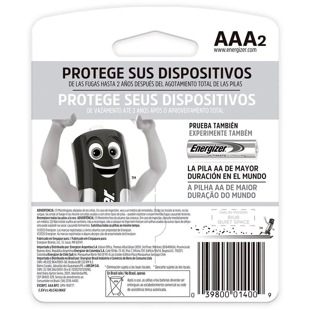 1223-1 🔋 Pilas Alcalinas AAA Energizer Max x2 Unidades