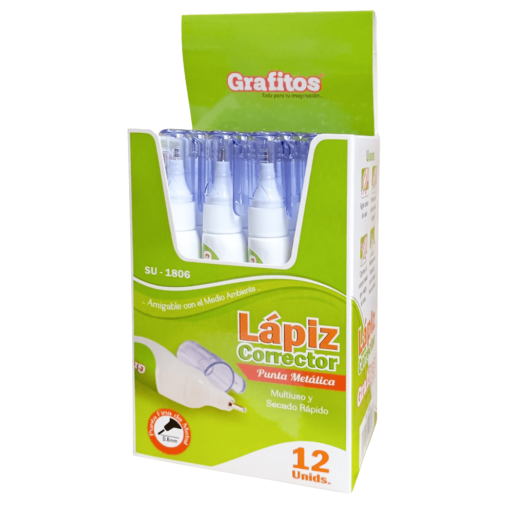 13122-1 ✨ CORRECTOR LÍQUIDO GRAFITOS SU-1806 – Precisión que borra errores