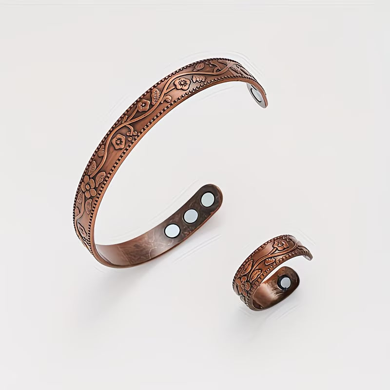 5143 ✨ Set de Pulsera y Anillo Magnéticos de Cobre - T16-04