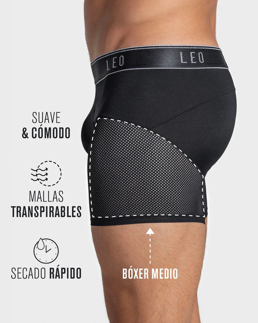 Bóxer medio de secado rápido con mallas transpirables en microfibra - 033272N