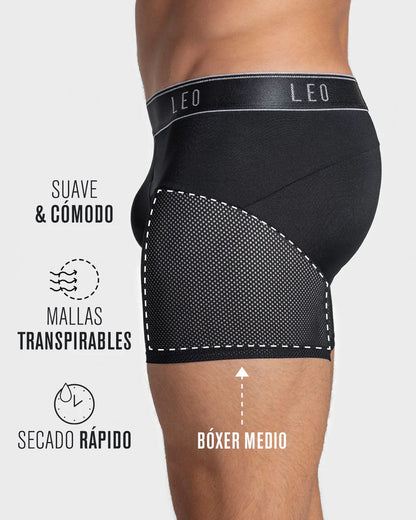 Bóxer medio de secado rápido con mallas transpirables en microfibra - 033272N
