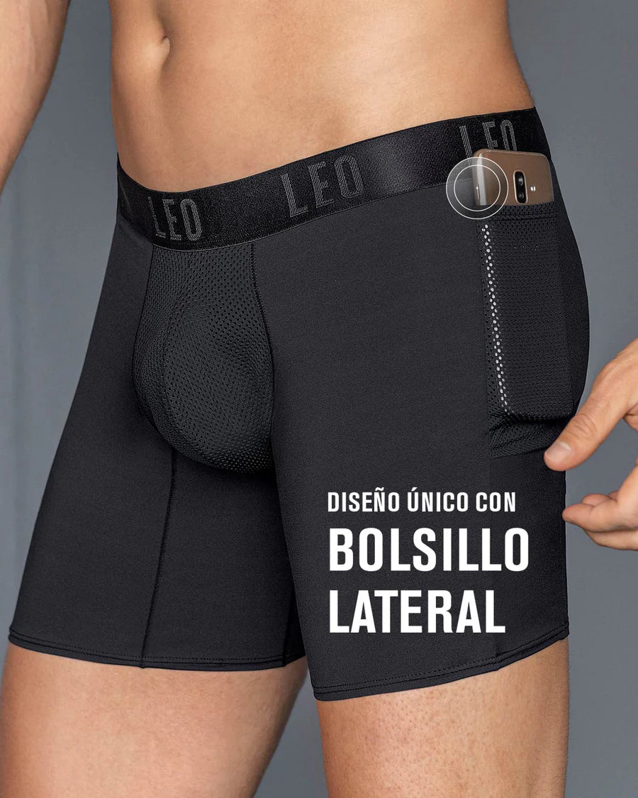 Bóxer deportivo largo con bolsillo lateral en microfibra - 033309