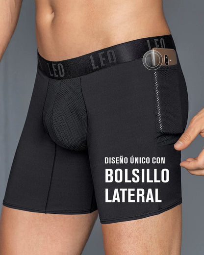 Bóxer deportivo largo con bolsillo lateral en microfibra - 033309