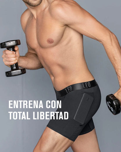 Bóxer deportivo largo con bolsillo lateral en microfibra - 033309