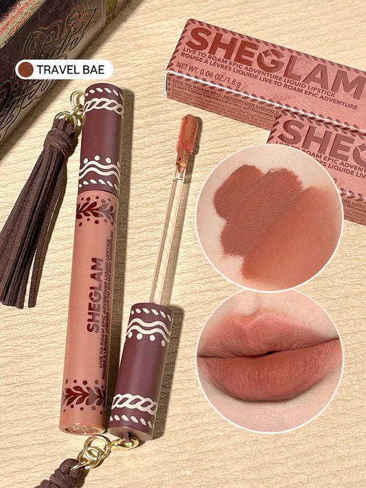 SHEGLAM Live to Roam Epic Adventure Liquid Lipstick-Travel Bae Matte Transfer-Proof Lipstick 4 Neutral Shades Non-Sticky Liquid Lipstick Lip Makeup Gift Liquid Lipstick Easter Mother'S Day Graduation Birthday Holiday Winter Y2K Fancy Fashion Makeup Cosmetic Party Beach Travel Camping Outdoors School Campus Trip Festivals Decor Gift Present Rose Girl Cosplay Best Color Charm Vibe