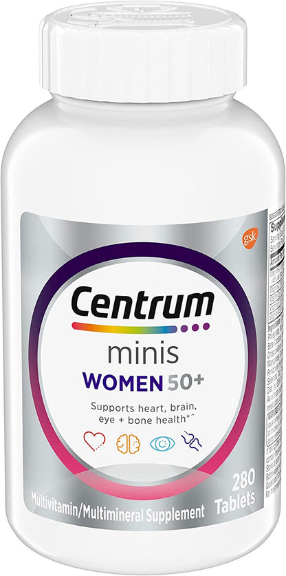 Minis Silver Women'S Multivitamin for Women 50 Plus, Multimineral Supplement with Vitamin D3, B Vitamins, Non-Gmo Ingredients, Supports Memory and Cognition in Older Adults - 280 Ct
