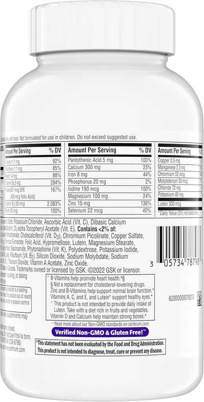 Minis Silver Women'S Multivitamin for Women 50 Plus, Multimineral Supplement with Vitamin D3, B Vitamins, Non-Gmo Ingredients, Supports Memory and Cognition in Older Adults - 280 Ct