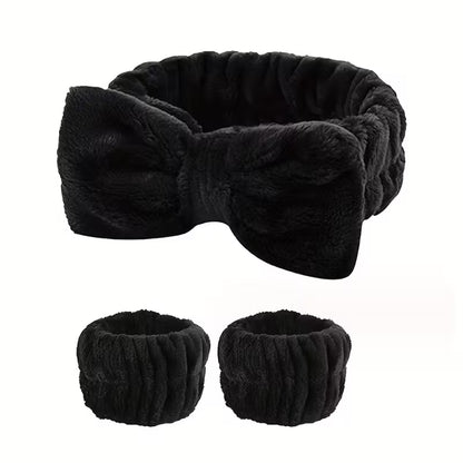 1931 🎀 DIADEMAS Y MUÑEQUERAS DE FELPA PARA SKINCARE 💦 T20-03