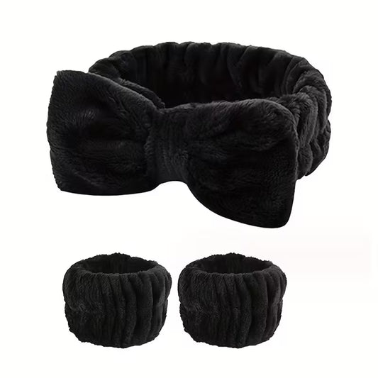 1931 🎀 DIADEMAS Y MUÑEQUERAS DE FELPA PARA SKINCARE 💦 T20-03