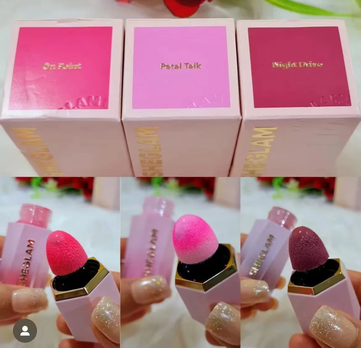 3Pcs Sheglam Make up Liquid Blush Facial Nourishing Blusher Gel Cream Multi-Purpose Eye Shadow Lip Gloss Makeup Wholesale