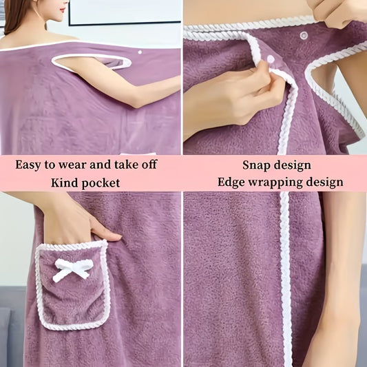 61212 💜 Bata de Baño Vestible para Mujer – Toalla Falda con Lazo (P9-07)