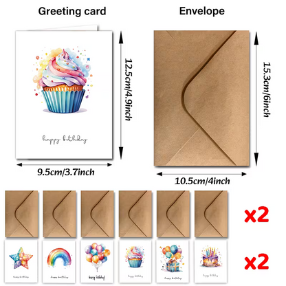 136121 🎨 Tarjetas de Cumpleaños Acuarela con Sobres - T16-06