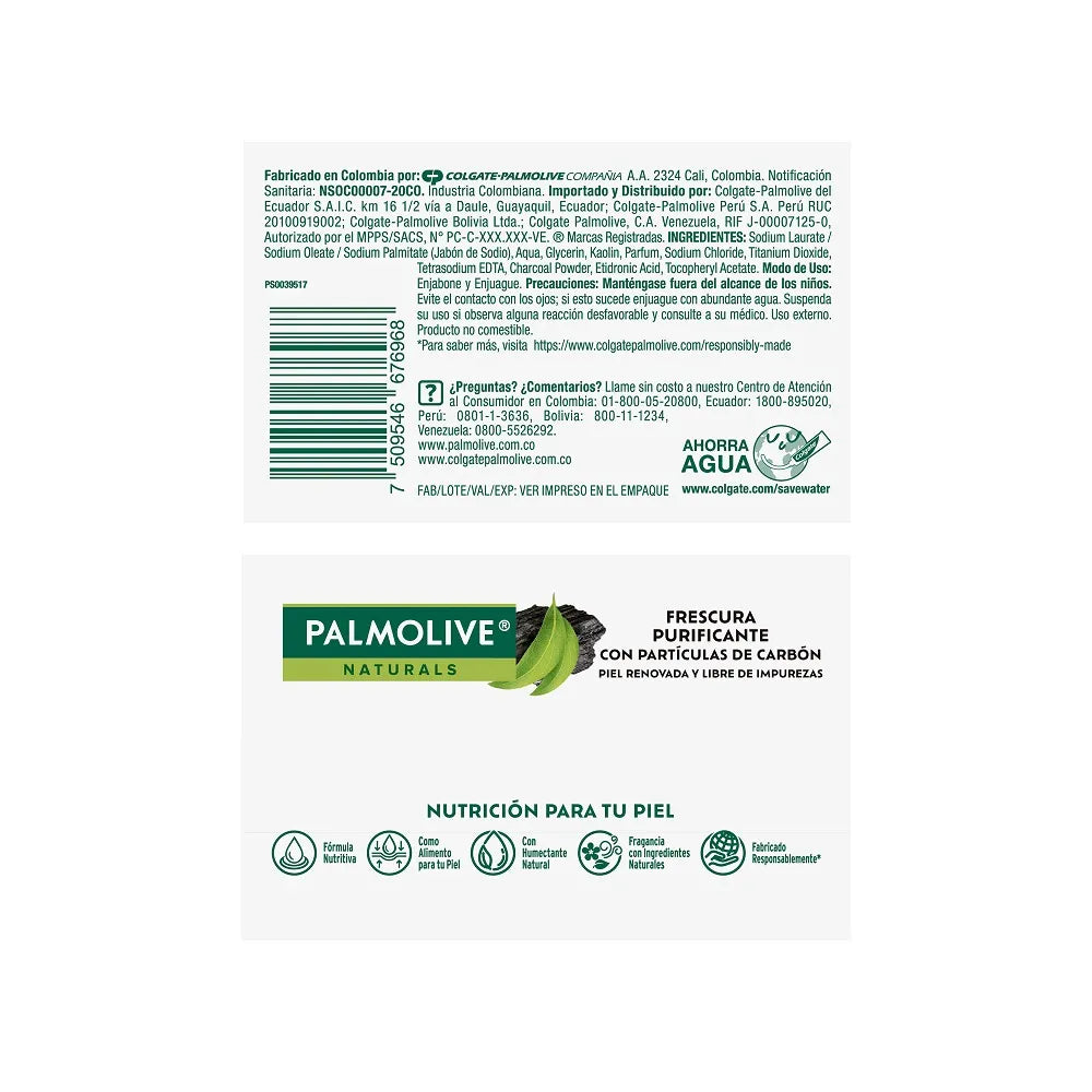 13111 ⚫ Jabón en Barra Palmolive Naturals® Sensación Purificante con Carbón 110 g