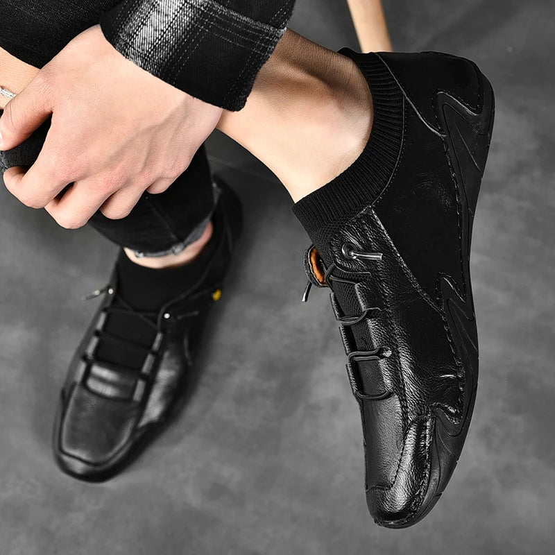 Men Shoes Casual Leather Handmade Men Sneakers Breathable Driving Shoes Designer Men'S Loafers Fashion Moccasins Zapatos Hombre