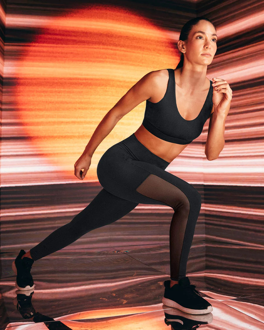 Legging deportivo con bolsillo lateral y detalles en tul - 195630