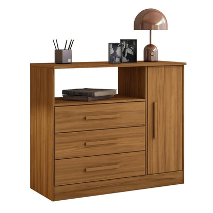 1241-1 Cómoda Cajonera Multimuebles 3 cajones + 1 puerta 90x76x36 Café/claro -  3009445