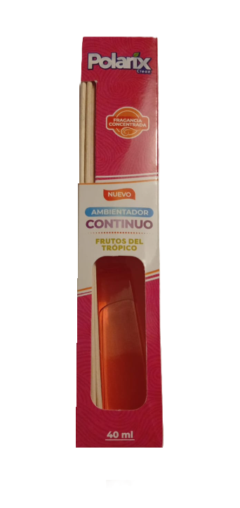 1173-2 🌿 Ambientador Continuo POLARIX con Difusores de Bambú – Frutos del Trópico 40 ml