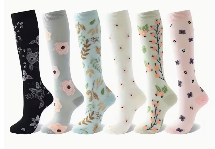 6311 🌸 Calcetines de Compresión con Patrones Florales