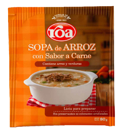 1034-1 🍲🥩 Sopa de Arroz Roa con Sabor a Carne 80 g