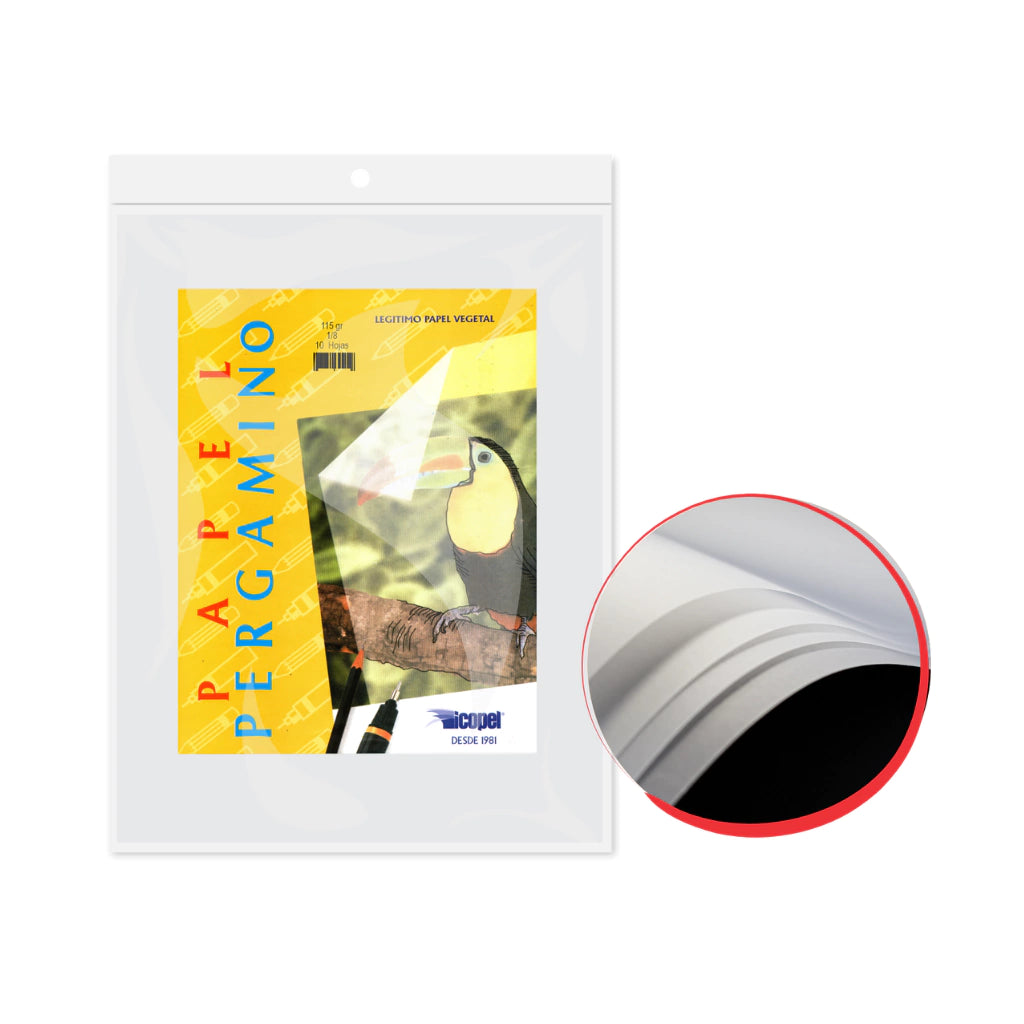 131113-001 📄 Papel Pergamino 115 g – Bolsa 18 (10 Hojas) - 24074