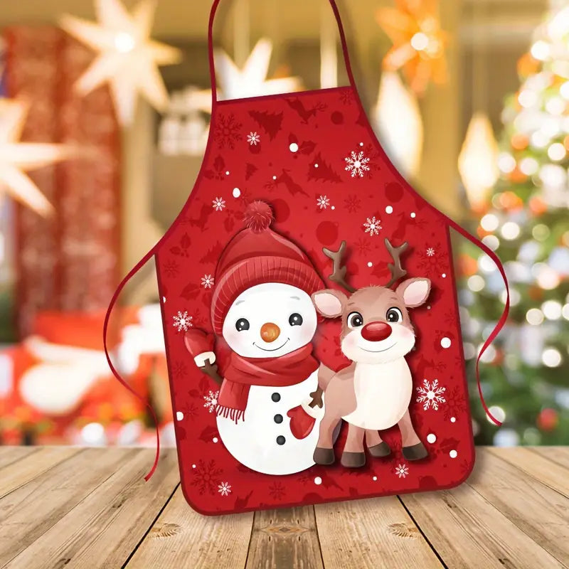 🎄 Delantal Navideño “Reno y Nieve” — Alegría festiva mientras cocinas - TMW430164