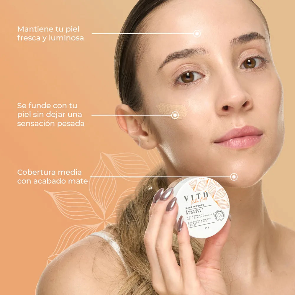 3121 🌼 Base Vitú Mousse Caléndula & Ácido Hialurónico
