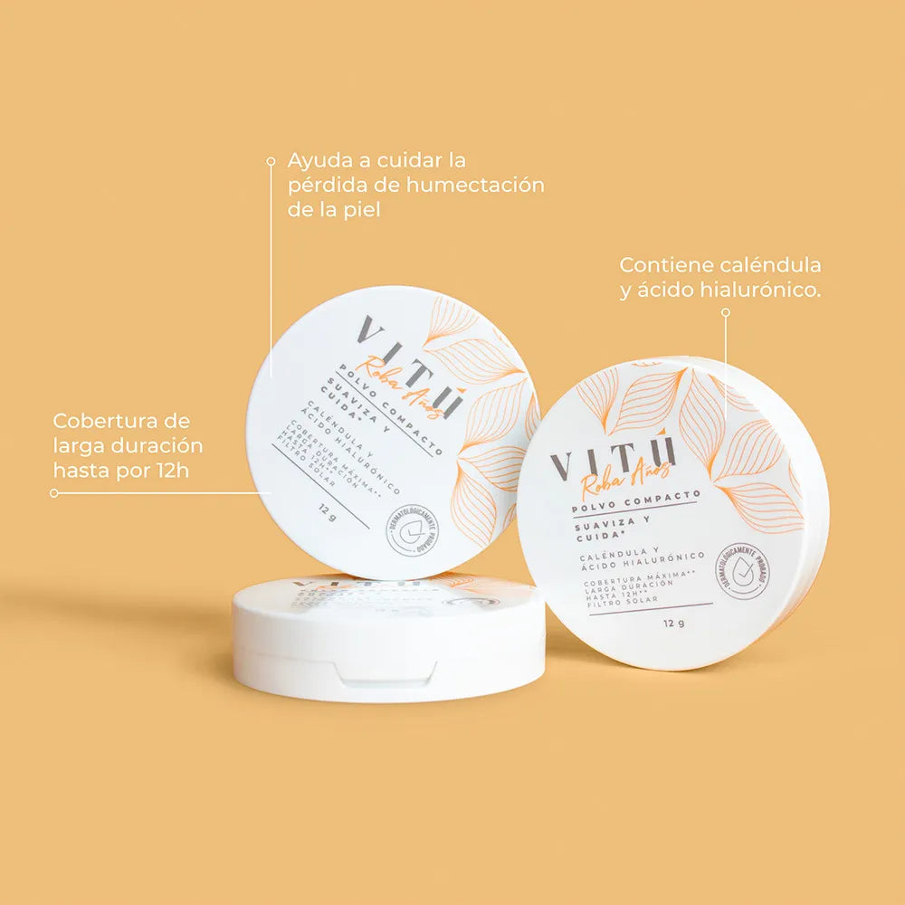 3142 🌼 Polvo Compacto Vitú Caléndula & Ácido Hialurónico 12g