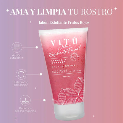 2353 🍓 Jabón Vitú Exfoliante Facial Frutos Rojos 150 ml - PB0101722